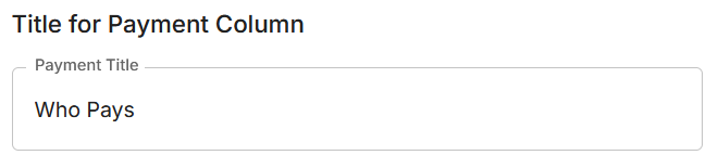 Screenshot of title for payment column