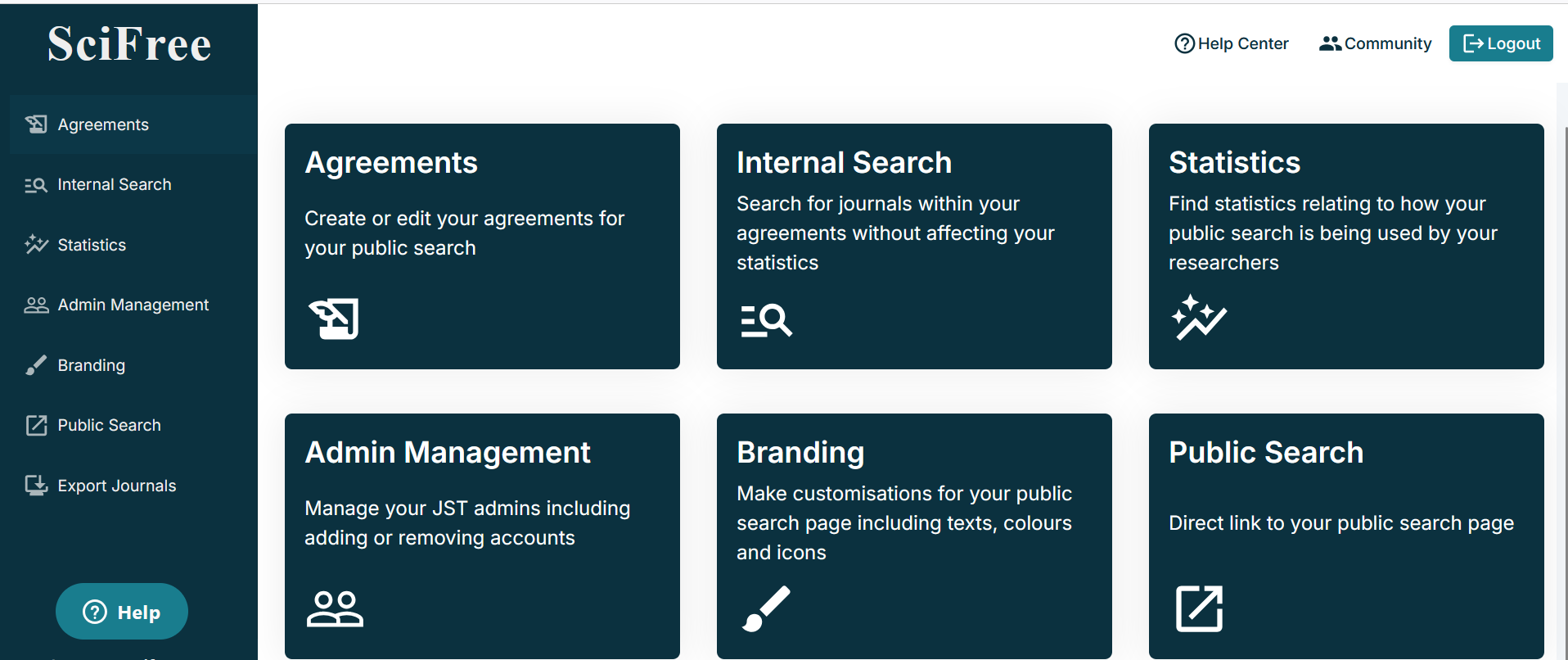 Dashboard and side menu screenshot.