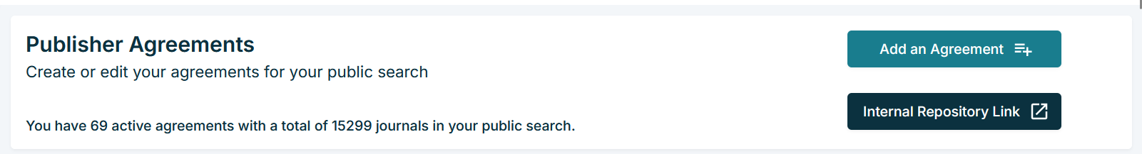 Screenshot of add agreement button