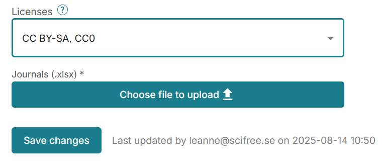 Screenshot of save changes button