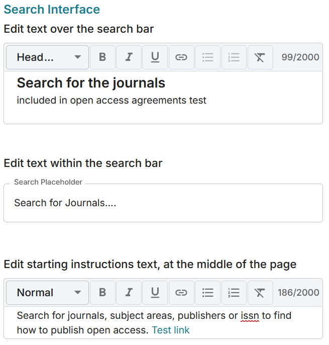 Screenshot of textboxes for over search bar, within search bar and starting instructions.