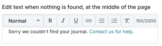 Screenshot of edit text when nothing is found textbox.