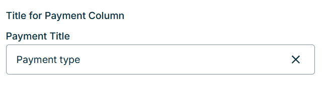 Screenshot of payment title field
