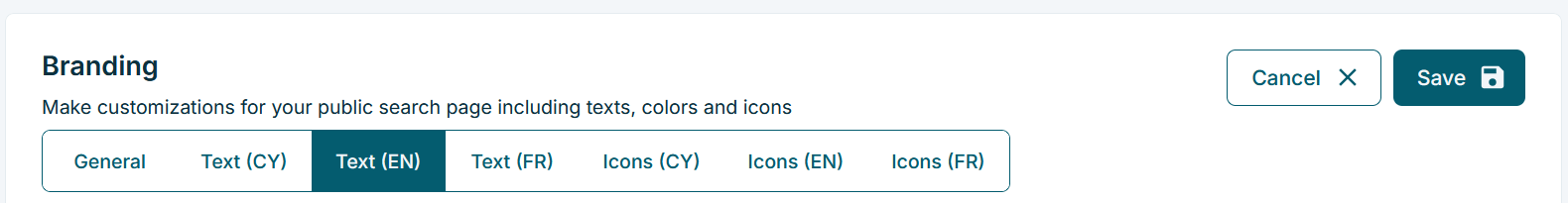 Screenshot of Branding toolbar