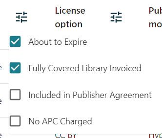 Payment option filter options with 2 options selected screenshot.