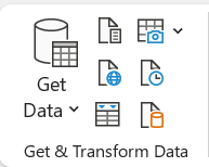 Screenshot of excel with get data button.