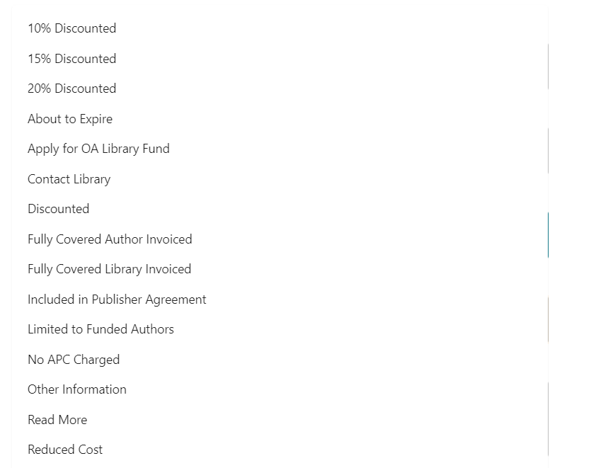 Screenshot of payment option dropdown.