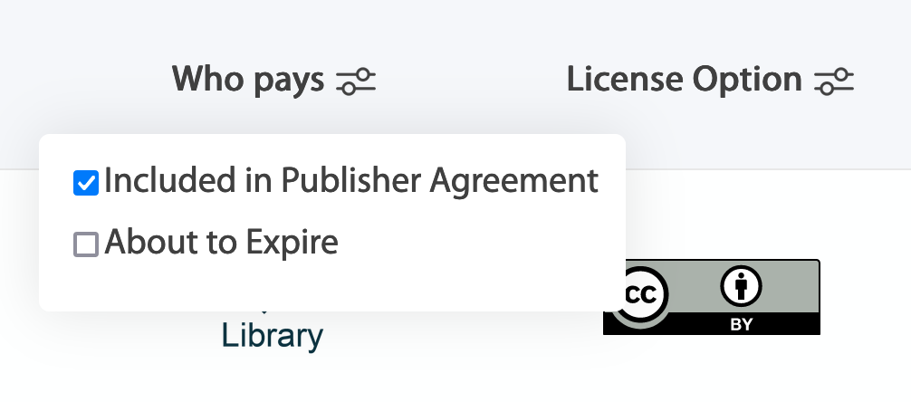 Who pays filter with included in published agreement selected screenshot.