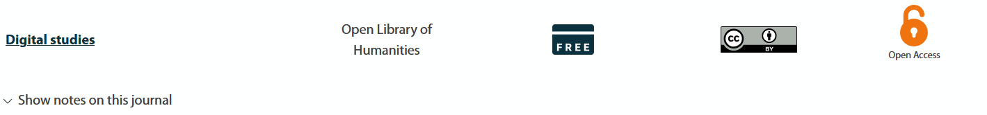 Journal result with show notes on this jounal below screenshot