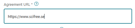 Screenshot of agreement url textbox.