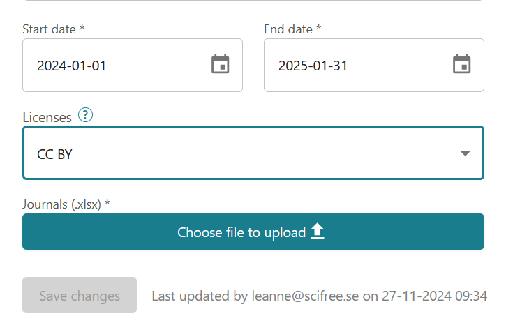 Screenshot of License selector box highlighted.