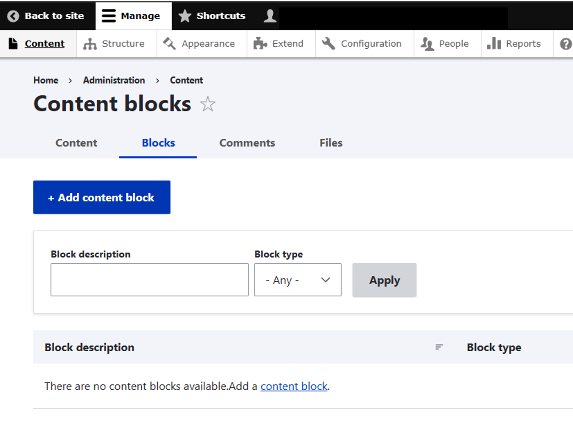 Drupal Content Block screenshot